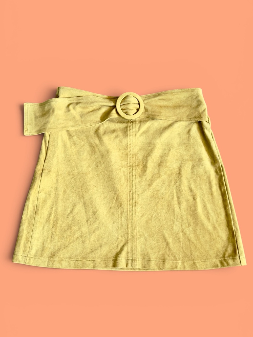 Molly Bracken Yellow A-Line Mini Skirt with Belt